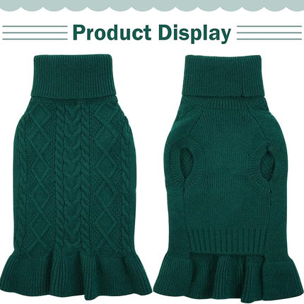 QBLEEV Dog Dress, Medium Puppy Sweaters - Warm, Soft Turtleneck Custom Holiday Sweaters for Dogs, Girls & Boys