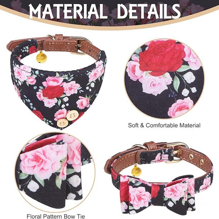 EXPAWLORER Classic Plaid Dog Collar and Leash Set - Bow Tie and Bandana Collar with Bell, Tangle Free Leash, Adjustable for Small to Large Dogs and Cats, Perfect