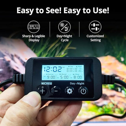 NICREW C10 Plants LED Aquarium Light, 18-24 in, 13 Watts, Full Spectrum Fish Tank Light with Timer, Day and Night Cycle, Brightness Adjustable