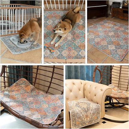 nunubaby Washable Pee Pads for Dogs, Stylish, Non-Slip and Leak-Proof Pee Pads. Reusable Potty Pads for Dogs for Crates and Floors.(Dark Red/Multi, 36" x36" )