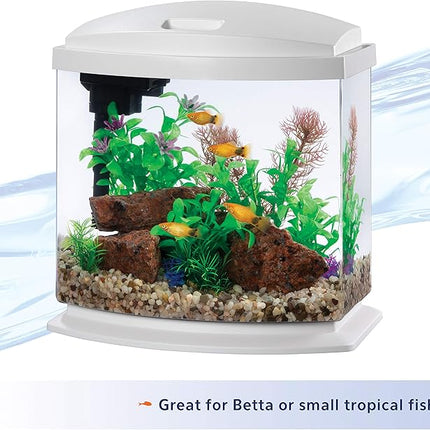 Aqueon LED MiniBow Aquarium Kit with SmartClean Technology, White, 2.5 Gallon