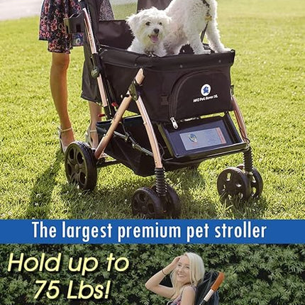 HPZ-PR America HPZ Pet Rover Premium Heavy Duty DogCat Stroller Travel Carriage CompartmentZipperless EntryPump-Free Rubber Tires Small, Medium, Large Pets (Black 2nd-Gen.), X-Large (Pack of 1)