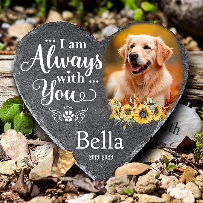 Gabita Custom photo and name Dog memorial stone, Pet Memorial Stones for Dogs, I am alway with you Personalized Dog Memorial Gifts, Custom Grave Marker Memorial Stone for Dogs Loss, Pet Sympathy Gift