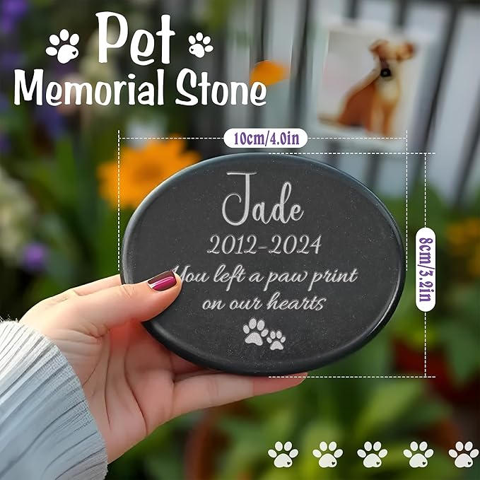 Personalized Pet Memorial Stone, Pet Memorial Gifts, Pet Loss Gifts, in Memory of Dog Cat, Dog Memorial Gifts for Loss of Dog, Loss of Cat Sympathy Gift, Pet Grave Markers