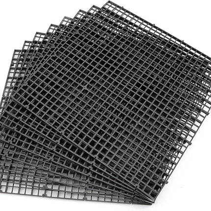 Aquarium Fish Tank Bottom Isolation 8 Pcs, Plastic Egg Crate Grid Divider Tray Egg (L 8pcs Black)