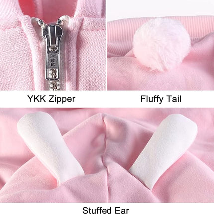 Large Dog Bunny Easter Halloween Costumes Hoodies Clothes for Pitbull Labrador, Pink, 3X-Large