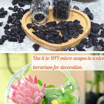 1lb Obsidian Aquarium Gravel Rocks Natural Tumbled Healing Crystal Chips Bulk Gemstones Tumbled Crushed Stones for Fountain Vase Filler Planters Decorative Fish Tank Potted Reiki Energy Balancing