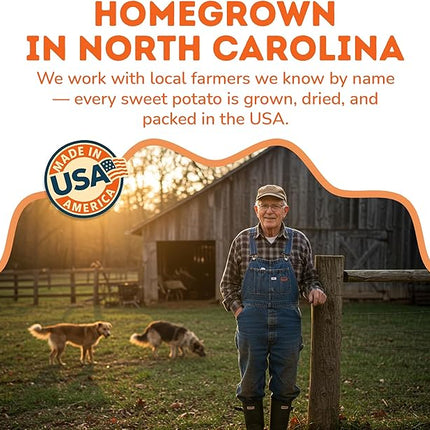 Davie's Sweet Potato Dog Treats - Healthy, Natural, Low Fat Chews Made in USA Only, 0.5 lb. Bag