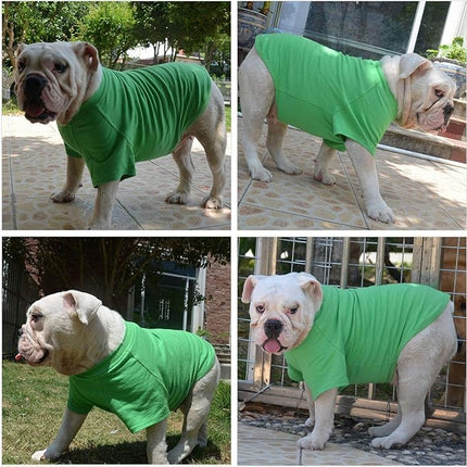 Lovelonglong Bulldog Clothes Dog Clothing Blank T-Shirt Tee Shirts for French Bulldog English Bulldog American Pit Bull Pugs 100% Cotton Skin Care Green B-M