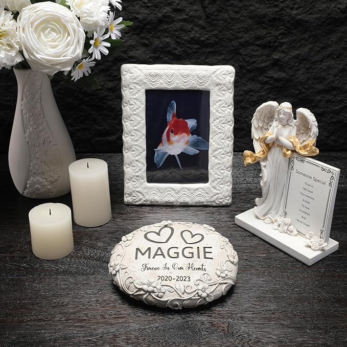 Personalized Goldfish Memorial Stone, Pet Grave Marker Goldfish, Goldfish Headstone, Goldfish Tombstone, Goldfish Gravestone, Goldfish Memorial Gifts