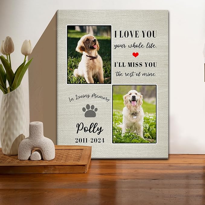 Personalized Pet Memorial Gifts for Dogs Customized Gifts for Dogs Cats Custom Loss of Pet Sympathy Gift Canvas Dog Loss Gift Canvas with Picture Name