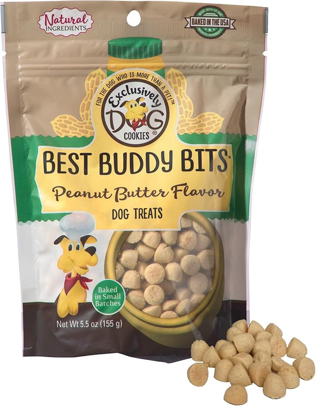 Exclusively Dog Best Buddy Bits Training Treats for Dogs and Puppies - All Natural, Baked in The USA, Ideal for Training & Agility, No Animal Byproducts - Peanut Butter Flavor, 5.5oz Resealable Bag
