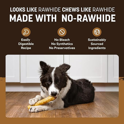 Earth Animal No Hide Chews - Long Lasting Rawhide Free Medium Dog Chews Rolls, Venison - 6 Count