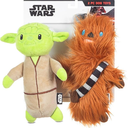 STAR WARS for Pets 2piece Multipack Dog Toys, YODA and Chewbacca Bobo Style Dog Toys Plush Toys Fabric Plush Dog Toy, Squeaky