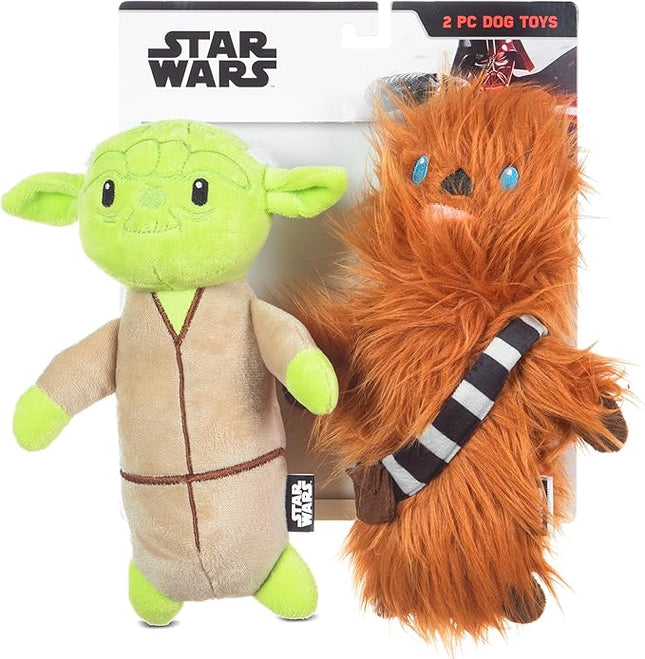 STAR WARS for Pets 2piece Multipack Dog Toys, YODA and Chewbacca Bobo Style Dog Toys Plush Toys Fabric Plush Dog Toy, Squeaky