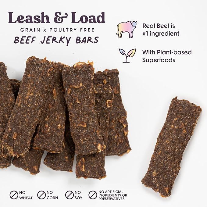 Dog Treats Jerky Snack Bars, Variety 3-5 oz Bags, Training Treats, Natural Superfood Grain Free, Real Salmon, Chicken, Beef, Superfoods, Corn & Soy Free