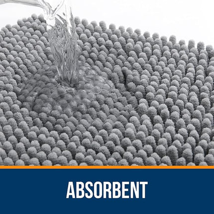 OLANLY Bathroom Rugs 45x27, Extra Soft Absorbent Chenille Bath Rugs, Rubber Backing Quick Dry, Machine Washable Bath Mats for Bathroom Floor, Tub and Shower, Home Decor Accessories, Grey