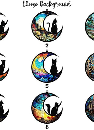 Cat Wind Chimes Suncatcher, Personalized Cat Wind Chimes Suncatcher, Cat Loss Wind Chimes Suncatcher, Gifts for Cat Lovers, Cat Memorial Ornament Loss of Pet Sympathy Gift, Sympathy Pet Wind Chimes