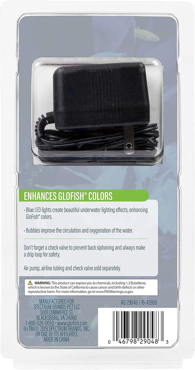 GloFish Blue LED Bubbler, Aquarium Lights with Air Stone for Fish Tanks 2.6-Inch x 4-Inch x 0.5-Inch (Pack of 2)