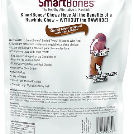 SmartBones Chicken Wrapped Stuffed Twists, Treat Your Dog to a Rawhide-Free Chew Made with Real Meat and Vegetables, 10 Count