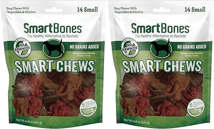 SmartBones Smart Chews, Rawhide Free Dog Chews, Treats for Dogs Made with Real Chicken and Vegetables, 14 Count Small (Pack of 2)