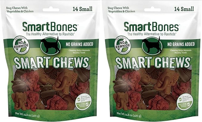 SmartBones Smart Chews, Rawhide Free Dog Chews, Treats for Dogs Made with Real Chicken and Vegetables, 14 Count Small (Pack of 2)