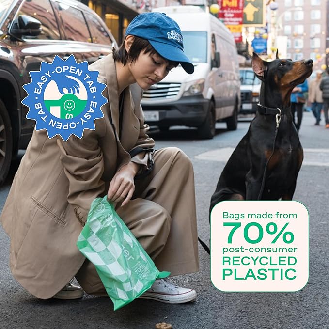 Springer Premium Dog Poop Bags with Dispenser Holder Included, 300 Count, Leak Proof and Thick Waste Bag Refill Rolls, Unscented, Made from Recycled Plastic with Easy to Open Tab