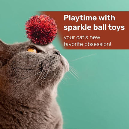Tuff Kitty Puff Sparkle Ball Cat Toy - (1.5 inch) - Fluffy and Exciting Sparkle for Your Feline Friend - Assorted Colors - 6 Pack