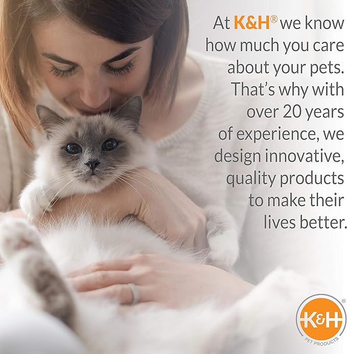 K&H Pet Products Thermo-Kitty Bed Heated Cat Beds for Indoor Cats & Dogs, Calming Warming Pillow Pet Bed, Machine Washable, Removable Heater, Safety Listed - Small 16" Round Mocha/Tan