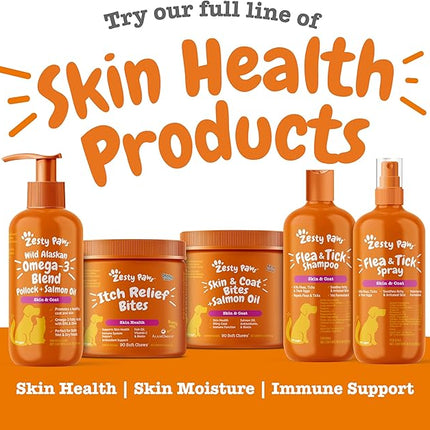 Zesty Paws Omega 3 Alaskan Fish Oil Chew Treats for Dogs - with AlaskOmega for EPA & DHA Fatty Acids - Hip & Joint Support + Skin & Coat Chicken Flavor (90 Soft Chews)