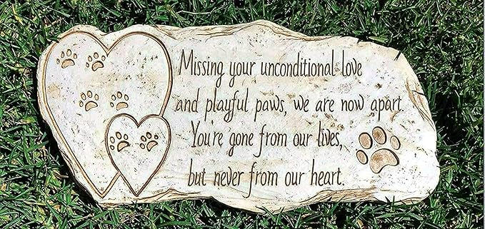Pet Memorial Stone Marker for Dog or Cat - for Outdoor Garden, Backyard, or Lawn. Pet Grave Headstone Tombstone - Loss of Pet Gift - Made of Weatherproof Resin