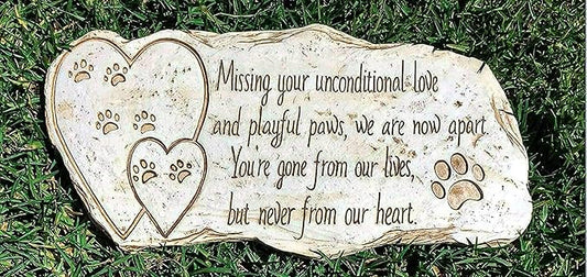 Pet Memorial Stone Marker for Dog or Cat - for Outdoor Garden, Backyard, or Lawn. Pet Grave Headstone Tombstone - Loss of Pet Gift - Made of Weatherproof Resin