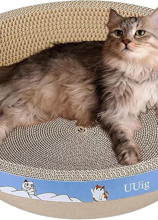 Cat Scratcher, 17.7x17.7 inches Cardboard Cat Scratchers for Indoor Cats, Large Cat Scratching Board, Round Bowl Cat Scratch Pad Bed with Catnip