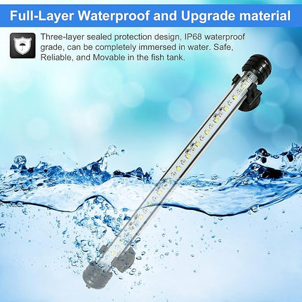 VARMHUS Submersible LED Aquarium Light,Fish Tank Light with Timer Auto On/Off Dimming Function,3 Light Modes Dimmable White-Blue,10 Brightness Levels Optional&3 Levels of timed Loop Function 7.5''