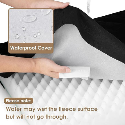 EHEYCIGA Waterproof Dog Bed Orthopedic 35"x23", Memory Foam Pet Bed for Larged Size Dogs, Washable Pet Mat with Removable Cover, Black