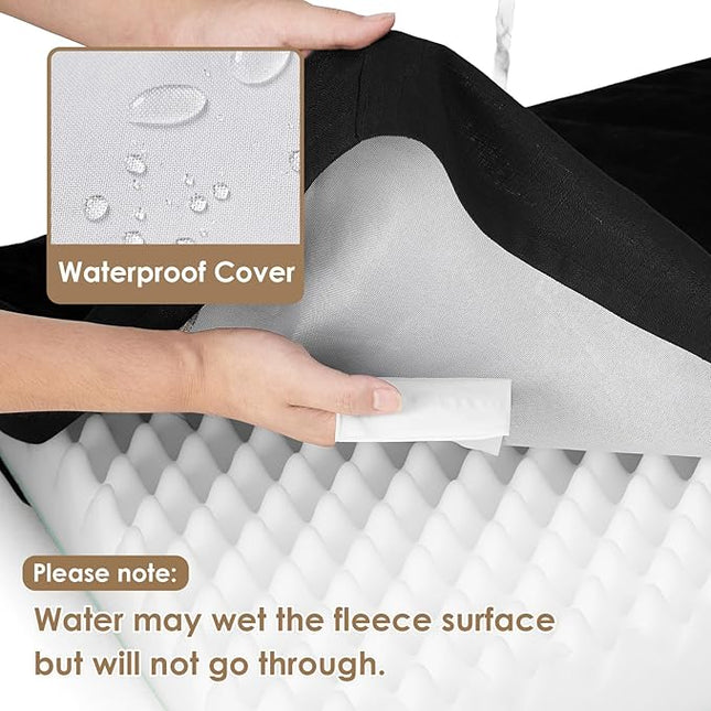 EHEYCIGA Waterproof Dog Bed Orthopedic 35"x23", Memory Foam Pet Bed for Larged Size Dogs, Washable Pet Mat with Removable Cover, Black