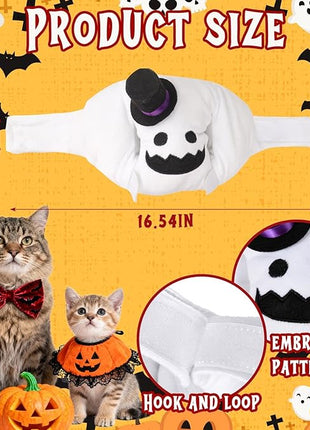 Cat Halloween Costumes Halloween Ghost Hat for Dogs Cats Adjustable Cute White Ghost Cap with Hat Festival Pet Head Dress Up Accessories for Halloween Puppy Kitten Cosplay Costume Gifts