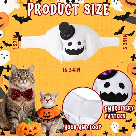 Cat Halloween Costumes Halloween Ghost Hat for Dogs Cats Adjustable Cute White Ghost Cap with Hat Festival Pet Head Dress Up Accessories for Halloween Puppy Kitten Cosplay Costume Gifts