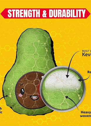 Bite Force - Durable & Strong Dog Toy Avocado Squeaker, Kevlar-Reinforced for Aggressive Chewers for Small Medium Large Dogs - Green.