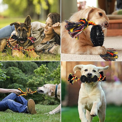 Yipetor Durable Dog Chew Toys 6 Pack, Cotton Rope Rubber Dog Toys,Convex Design for Puppy Small Medium Dogs Chew, Tug of War, Fetching, Puppy Teething Toy for Boredom, Gift