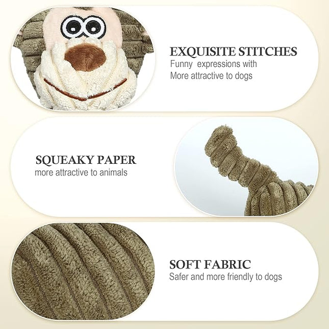 Dog Toys for Large Dog - Plush Squeaky Medium & Small Dog Toys - Stuffed Animals Puppy Toys - Funny Cute Dog Toys for Dog Birthday Presents (Monkey)