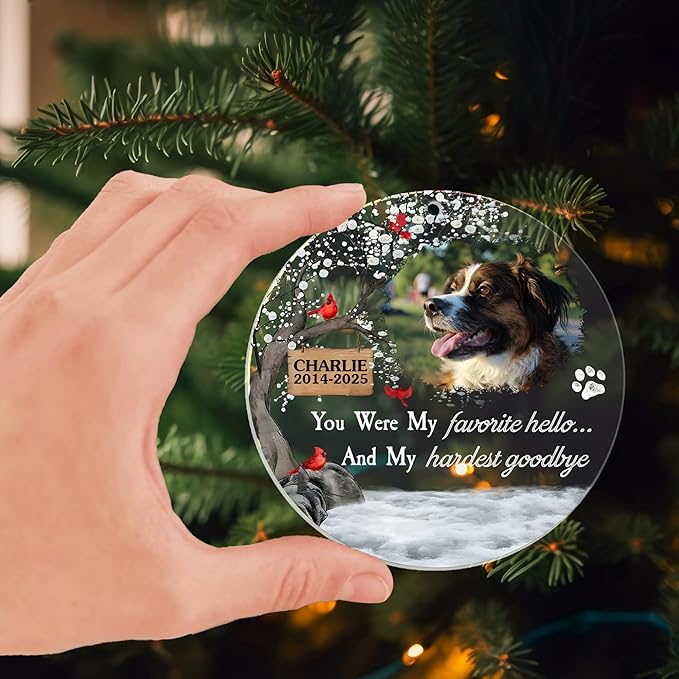 Pavo Personalized Picture Frame Pet Memorial Christmas Ornaments 2025, Loss of Dog Sympathy Gift, Cat Memorial Gifts for Loss of Cat, Dog Remembrance Gift, Custom Christmas Ornament