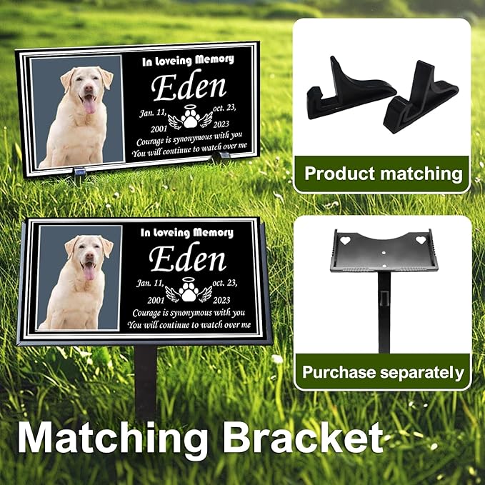 Pet Headstones for Dogs & Cats - Personalized Black Granite Dog Memorial Plaques for Outdoor Engraved Cat Grave Markers, Funerary Tombstone with Photo, Memorial Stones for Memory Garden (Animal)