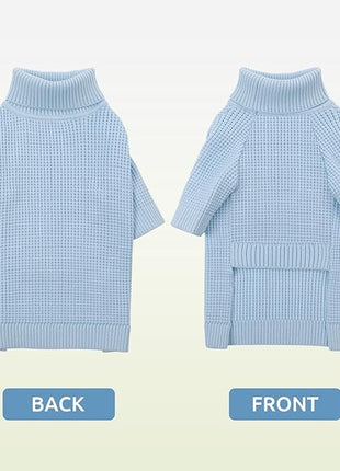 Queenmore XXL Dog Sweater, Dog Sweaters for Large Breeds, Turtleneck Pet Sweaters, Cold Weather Doggie Sweatshirt, Extra Large Pet Sweaters, Blue 2XL