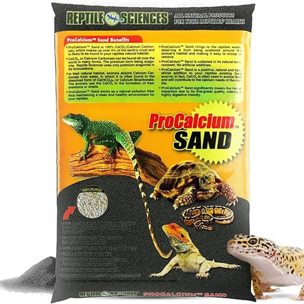 Black Pro-Calcium Terrarium Sand - 10 lbs - Natural Substrate for Reptile Habitats & Aquariums, Silica-Free & Mineral-Rich