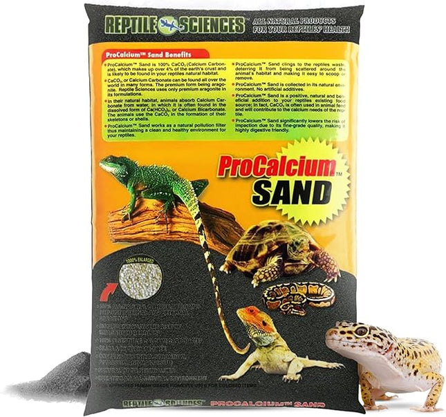 Black Pro-Calcium Terrarium Sand - 10 lbs - Natural Substrate for Reptile Habitats & Aquariums, Silica-Free & Mineral-Rich