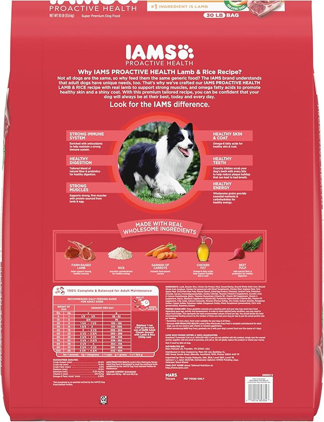 IAMS Proactive Health Minichunks Adult Dry Dog Food with Lamb & Rice, 30 lb. Bag