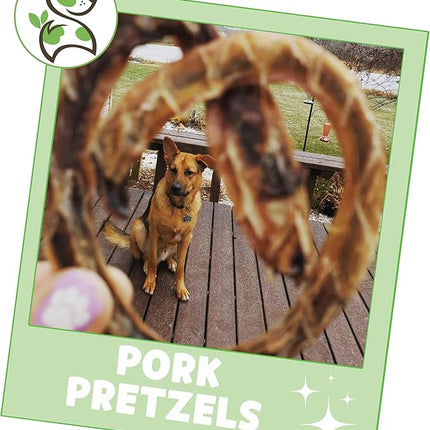 Nature Gnaws Pork Bully Stick Pretzels for Dogs 4-5" (15 Count) - Long Lasting for Light Chewers and Small Dogs - Natural Bacon Dog Chew Treats - Rawhide Free