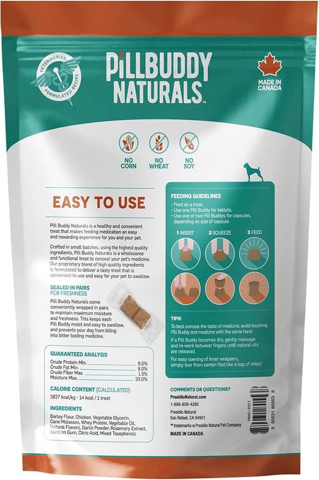 Earthly Pill Buddy Naturals - Chicken Recipe Pill Hiding Treats for Dogs - Make A Perfect Pill Concealing Pocket Or Pouch for Any Size Medication - 90 Servings