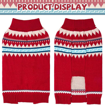 BINGPET Dog Sweater,Elastic Medium Large Dog Puppy Sweater for Dog Girls Boys,Sleeveless Turtleneck Knit Sweaters for Large Medium Dogs,Christmas Dog Sweater for Fall Winter Red,L